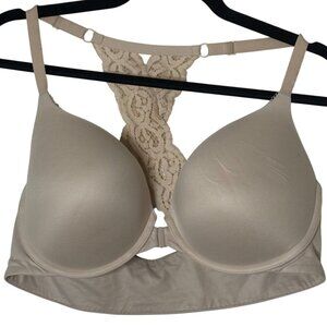 Victorias Secret Body By Victoria Racerback Lace Perfect Shape Bra 38D Beige